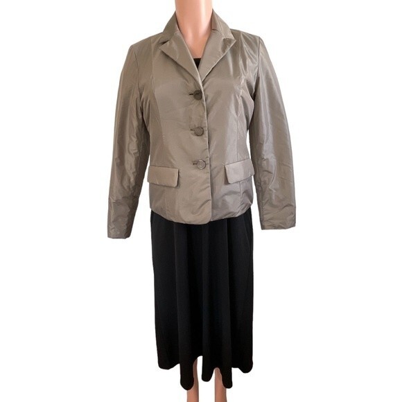 NEW Talbots Petites Puffer Jacket Blazer Size 4P Taupe - Picture 1 of 8
